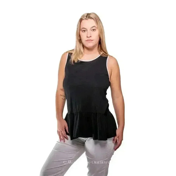 Kate Spade Black Ruffled Peplum Tank - S - Picture 2 of 11